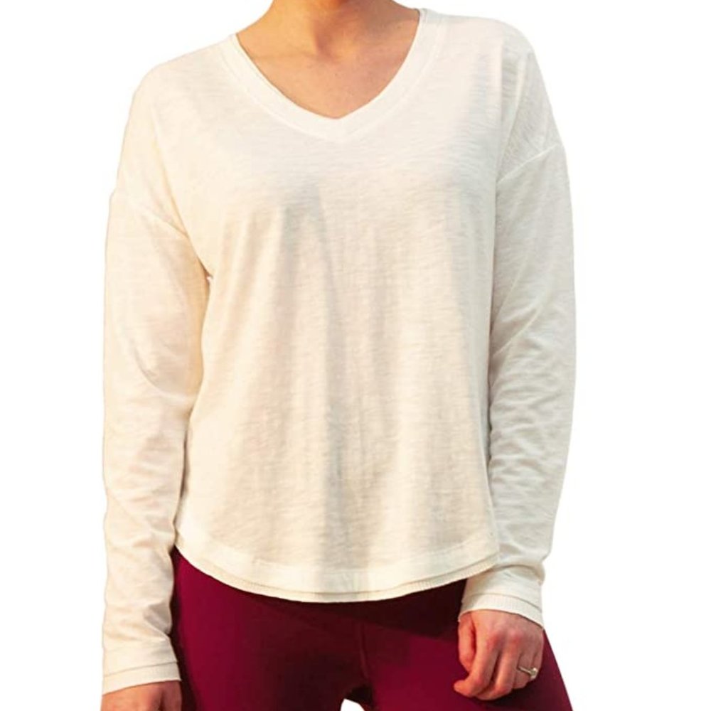 Nanette Lepore Play Rib Trim V-Neck Long Sleeve Tee